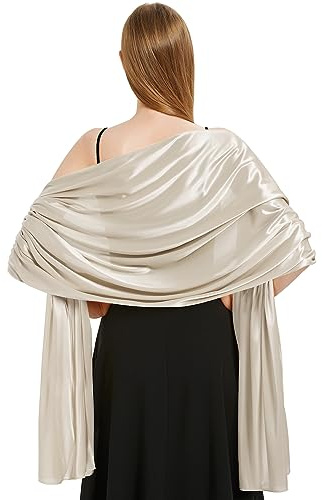 Xnova Stola damen Festlich 200 * 70 cm, Chiffon Schal Shawl Multifunktionstuch Leicht, Elegant übergroßen Schultertuch Chiffontücher für Abendkleid (Grau Beige)