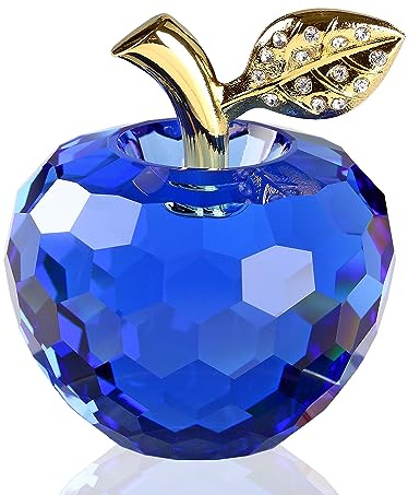 DOJOZ Crystal Apple Paperweight Craft Decoration Table top Ornament Statue Home Decor (Blue)