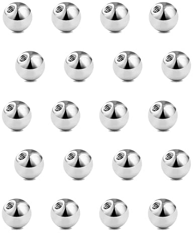 Besyvvin 16G 3mm Plata Bola de Reemplazo para Piercings Labret, Tragus, Helix, Oreja - 20 Unidades con Bolsa de Terciopelo - Acero Quirúrgico Hipoalergénico