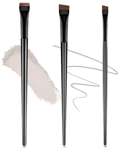 LICHUANUK fein abgewinkelt, ultradünn, Präzisions-Eyeliner-Pinsel-Set, feine Spitze, synthetische Borsten, Augen-Make-up-Werkzeug (3 Stück)