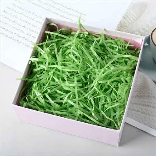 HXJDAM 150g Green Shredded Tissue Paper, Green Shredded Paper for Gift Boxes, Soft to the Touch, Excellent Gift Packaging Filler and Hamper Filling