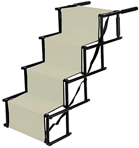 Hundtrappor - bilfartyg för hundar, hopfällbar hundramp - hundtrappa - bärbar hundramp för bil (beige)
