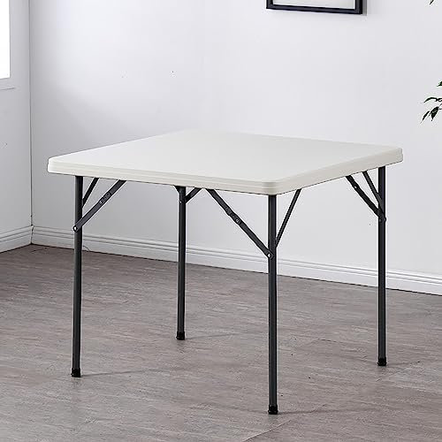 Tragbarer wasserdichter Klapptisch für Partys drinnen und draußen, Mehrzweck-Kunststofftisch, flecken- und stoßfest, quadratischer Tisch für Camping und Veranstaltungen (weiß)