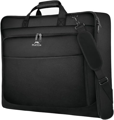 MATEIN Suit Carrier for Men, Travel Garment Bags with Strap for Business, Travel Suit Bag for Men Women, Waterproof Wrinkle Free Garment Covers (BLACK)