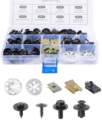 Flaconi 80PCS Car Body Trim Clips,Car Screws And Nut Clip Kit Metal U-Type Fastener Clip,Car Plastic Rivets,Car Push Fastening Clips and U-Nuts Kit,Suitable for Attaching Body Parts,Bumper,Fenders