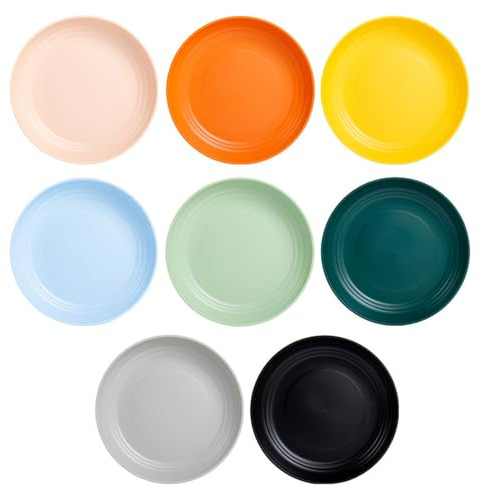 burkfeeg 8 pezzi piatto di plastica riutilizzabile, 22,5 cm / 9 pollici profondità in plastica Picnic piatto-set, Multiweg Microonde Spülmaschinenfest profondo colorato Grillteller für Outdoor Home