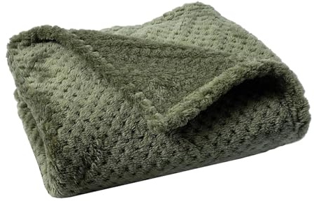 Wokuaile Copertine per Animali Domestici Cane Coperte in Pile Per Gatto Cuccioli Piccolo Medio Tappetini da Letto Caldi Morbidi Verde, 60 x 80 cm