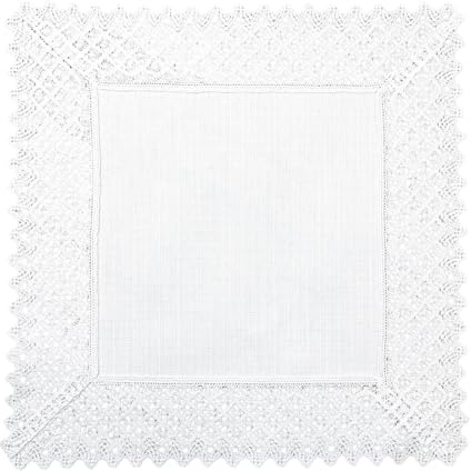 invitta Kleine Tischdecke 40x40 cm Mitteldecke mit Spitze Weiß in Leinenoptik mit 7cm Baumwollspitze - Baumwolle Polyester 230g/m² Schwere Qualität, Fleckschutz mit Lotuseffekt, Elegantes Deckchen