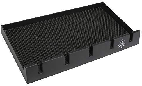 Segbeauty Barber Clipper Tray, Holder and Rack, Anti-Slip Black Salon Organizer, Razor Case, 5 Notches Professional Hair Trimmer Holder, Hairdresser Stylist Barbers Tools Box