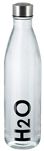 axentia Unisex – Erwachsene Wasserflasche Trinkflasche aus Glas, transparent, 1 l, 133107