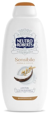 Neutro Roberts Bagnoschiuma Corpo Sensibile con Avena e Cocco, Ideale Per Pelli Sensibili, Ingredienti di Origine Naturale, Senza Sapone, Dermatologicamente Testato, Flacone da 600 ml