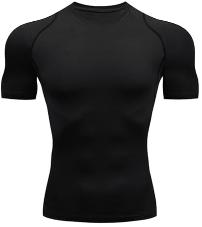 Smatstyle Camisa de Compresión Hombre Manga Corta para Deportiva Camiseta,Hombre Base Layer para Correr Transpirable Secado Rápido,para Entrenamiento Fitness(XXL, Negro)