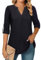 Amrto Damen Bluse Elegant Long Bluse Damen Sommer Elegant Bluse Tunika Schwarze Damen Blusenshirt Lässig Blusen Damen 3/4 Arm Longbluse Schwarz Elegant Blusen Damen, L