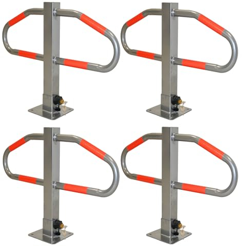 TRUTZHOLM Parkplatzsperre 47x73 cm Metall grau abchließbar und klappbar Parkplatzbügel Sperrbügel Parkplatzblockierer Stahl Parkbügel Poller klappbar