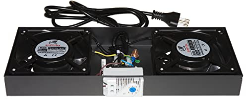 Connetto COVENT2 sistema di ventilazione per armadi rack a muro modulo 2 ventole controllabili da esterno con termostato in metallo nero dimensioni 35x14x4 cm