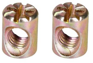 Dadi con intaglio a croce for mobili a botte, dadi con perno di centraggio con foro orizzontale M6 Dadi con inserto a martello for mobili incorporati Filettatura metrica cilindrica for la lavorazione