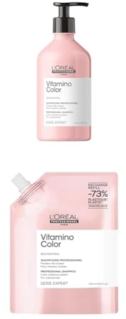 L'Oréal Professionnel Paris Kit Shampoo + Ricarica Professionale per Capelli Colorati, Formula Anti-Sbiadimento, Colore Protetto, Vitamino Color, 500ml + 500ml