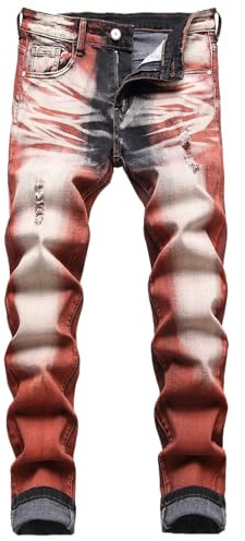 JENY-LUCK Men's Skinny Jeans - Stretch Washed Slim Fit Pencil Pants, Cargo Destroyed Distressed Denim, Ripped Straight Moto Biker Style