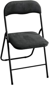 Kynast Garden Metall Klappstuhl mit Samtbezug schwarz gepolstert Beistellstuhl Camping