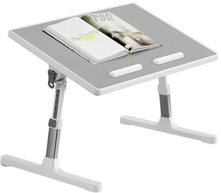 Table de Lit pour Ordinateur Portable, Table de Lit Pliable, Réglable en Hauteur et Angle, Support Lecture et Ordinateur Portable, Lapdesk Pliable, Table pour Lit/Canapé/Sol (Gris, 52 x 30cm)