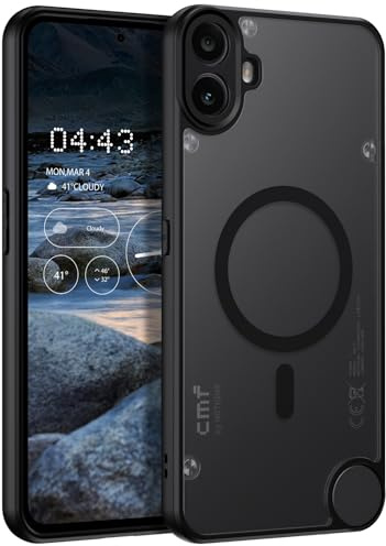 GUAGUA Handyhülle für Nothing CMF Phone 1 Hülle Hülle [Kompatibel mit MagSafe] Matt Magnetisch Durchscheinende Rückseite Stoßfest Schutzhülle Dünn Slim Cover Case (6,67) Schwarz