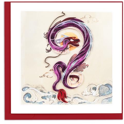 Quilling Card Handmade Quilled Dragon Greeting Card – 6x6 Inch Blank Card with Envelope – Fair Trade Verified – Unique Paper Art Keepsake for Any Occasion