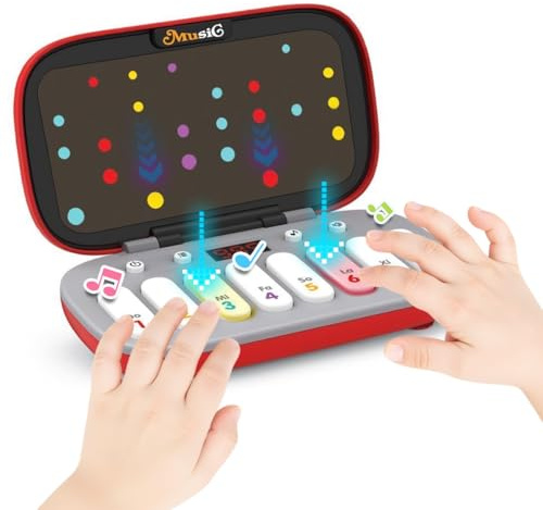 Kids Mini Piano Toy, BPA-Free Light Up Keyboard, Portable Travel Learning Toys for Toddlers, Music Interactive Birthday Gift for 3 4 5 6 Year Old Boys Girls Children (Red)