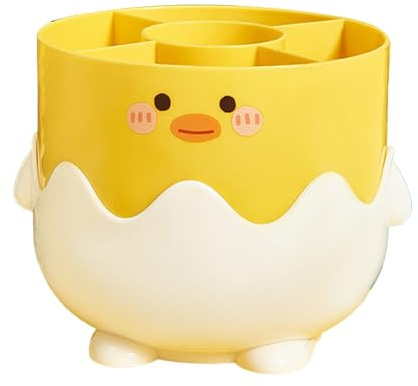 EMUKOEP Petits Brosses de Création de Cosmétiques de Canard jaune. Seau de Rangement Cosmétique défavorisé en Plastique
