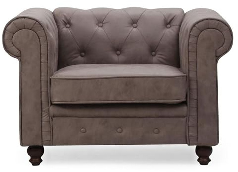 Menzzo Fauteuil Chesterfield Vintage - Siège capitonné Cuir Vieilli, Design Classique Intemporel pour Salon, Bureau ou Coin Lecture