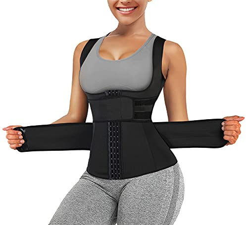 Eleady Waist Trainer Vest for Women Corset Trimmer Belt Slimming Body Shaper Tummy Control Cincher Workout Girdle (Black, Medium)