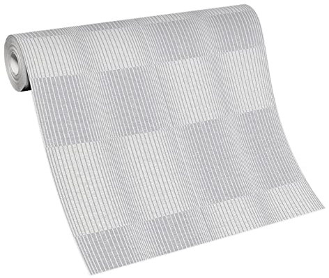 BRICOFLOR Retro Tapete im 60er Jahre Stil | Hellgraue Vliestapete mit Linien Muster | 70er Jahre Wandtapete ideal für Wohnzimmer und Schlafzimmer