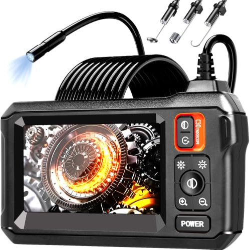 Endoscope Camera with Light, Borescope Camera with 4.3 IPS Screen, 1080P HD with 8 LED Lights, 50 FT Semi-Rigid Cord Bore Scope, IP67 Waterproof Endoscope for Sewer, Tools for Men