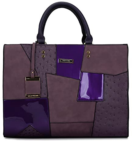 DEEVORCA Moda Bloque Color Bolsos Mujer Elegante Retro Bolso De Hombro Viaje PU Cuero Grande Bolso Bandolera Trabajar Compras Fiesta Negocio Bolso Tote Casual Bolsa De Mensajero Púrpura