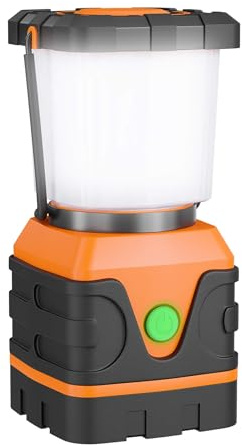 Toboli Lampe de camping à piles 95 x 100 x 188 mm, avec 4 modes d’éclairage, portée 5 m, angle 360°, Lanterne LED extérieure avec gradateur