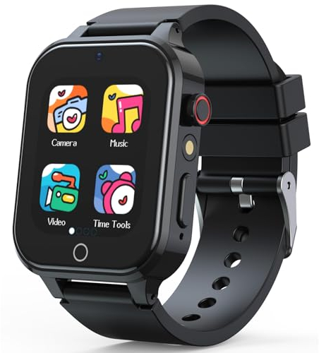 AstraMinds Smartwatch für Mädchen und Jungen, Premium-Kinderuhr mit Kamera, 26 Spielen, Musik, Taschenlampe, Hörbuch, Wecker, Geschenk für Kinder von 4 bis 12 Jahren (Schwarz, Kein GPS)