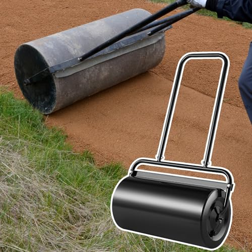 Rullo de Giardino Tamburo Rullo da Prato Nero Rimorchio, Rulli di Zolli di Grande capacità Acqua/Sabbia Piena per Giardino, Parco, Strumento Compattatore di Erba Liscia per la Semina