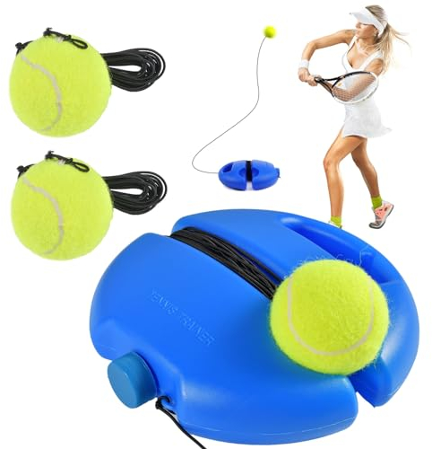 Funmo Tennis Trainer Tennistrainer Set Trainer Baseboard mit 2 Rebound Ball Tennistrainer Gummiband Übungsball Selbststudium Tennis Übungstraining Tool für Erwachsene Kinder Spieler Anfänger
