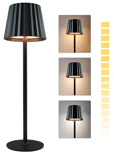 Led Tischleuchte Kabellos mit 3 Lichtfarben, Outdoor Tischlampe Kabellos IP54 Wasserdicht, Led Tischlampe Akku USB Aufladbar Einstellbare Helligkeit für Wohnzimmer, Camping, Bar