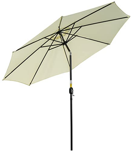 Outsunny Ombrellone da Esterni Inclinabile a 8 Stecche con Manovella, Ombrellone da Giardino in Metallo e Poliestere, Ø295x250 cm, Beige