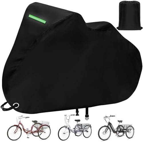 Copertura impermeabile per triciclo per adulti, copertura per triciclo a 3 ruote, copertura per bicicletta elettrica per triciclo, resistente tessuto in poliestere 210D anti-UV, con fibbia di