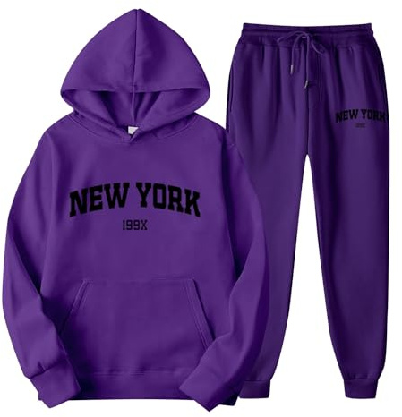 Pull doux avec impression de lettres et pantalon de jogging pour couples, unisexe, thème York, vêtements décontractés, ensemble d'entraînement confortable et élégant avec veste d'été pour femmes