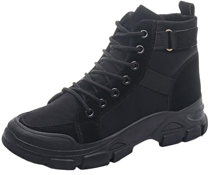 Stivaletti da donna High Top in tela, stivaletti leggeri di sicurezza antiscivolo, stivali da trekking alti, stivali con lacci per il tempo libero, stivali per esterni con suola spessa, scarpe da