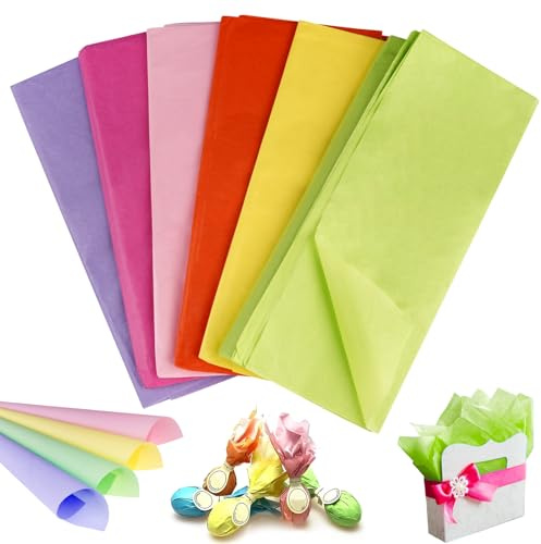 60 Pièces Papier De Soie Emballage Cadeaux, 70×50cm Soie Coloré Pour Emballage Cadeau DIY, Papier De Soies, D'anniversaire Festival Emballages Décoratif per Coffret Ruban Décoration, Bouquet Fleurs