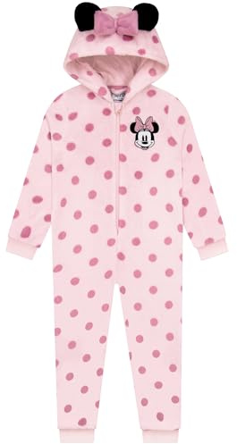Disney Pijama Mono Minnie Mouse, Pijamas Niños Rosa, Pijamas Polares Minnie Mouse con Orejas 3D, Pijama Niña Capucha, Rosa 3-4 años
