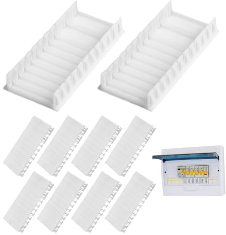 RAZKEF Juego de 10 cubiertas modulares 6TE para cuadro eléctrico, Ampliables a 12TE, Compatibles con F-Tronic, Hager, Hensel, Tapas ciegas para caja de distribución