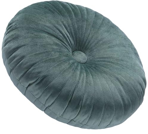 PLCIVSA Cuscino Rotondo in Velluto,Zucca Cuscino Decorativo,per Soggiorno, Divano, Letto, Pavimento,Auto(Verde scuro)