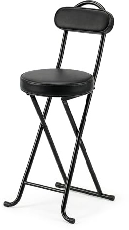 Gluck Plants Folding Bar Stool with Back,Tall 24 Inch Portable Foldable Stool with Handle,Collapsible Stool Chair Heavy Duty High Folding Stools for Camping Fishing Garden