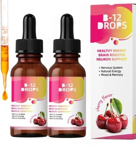 Vitamina B12: soporte para el cerebro y el sistema nervioso, vegano, refuerzo de energía, soporte para el estado de ánimo y la memoria, sin OGM,2pcs