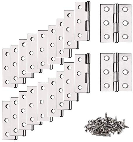 BluVast Lot de 20 charnières robustes à butée intérieure pour piano - En acier inoxydable brossé - Argenté