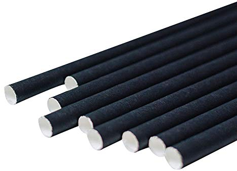 GREENBOX Cannucce di carta Jumbo, 23 cm, diametro 8 mm, cannucce biodegradabili, ecologiche, cannucce nere per frullati, 150 pezzi